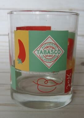 Vintage AUTHENTIC TABASCO BRAND Glassware Rocks Glass Hot Sauce Peppers 2000